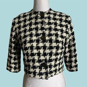 Vintage 1960s Houndstooth Crop Jacket by Mode Maker size small